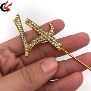 4 anni decorazione per torta per festa di 4 anni con cristalli d'oro strass Cake Topper - Product Image 5