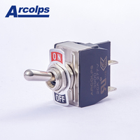 Arcolps Mini interrupteur à bascule de haute qualité Série Bakélite Matériau Levier métallique Forme de contact DPDT Niveau IP67 Fonction On-Off-On