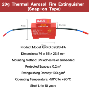 Extintor de Incêndio Automático de Aerossol de 20G, Adequado para Equipamentos de Trilho DIN com Alcance de Extinção de 0,2m³ - Product Image 5