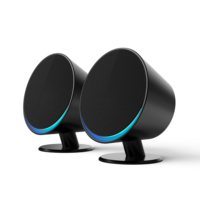 Altavoz para Juegos RGB de 20W - Estéreo de Rango Completo de 2.75" para 5.3/AUX/USB-C, 3 Modos DSP, Diseño Compacto Bass Reflex, Plástico y Madera para el Hogar