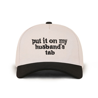 Gorra de Béisbol Creativa de Dos Tonos Bordada con "Put It on My Husband's Tab", Gorra de Béisbol de Cinco Paneles de Algodón Personalizable
