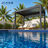 Pergola autoportante Jiake en aluminium 6063-T5 avec toit à lames motorisées pour jardin, patio, terrasse de piscine, gazebo, pavillon extérieur