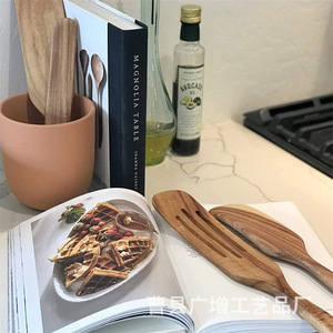 Juego de espátulas de madera para ensalada, utensilios de cocina ecológicos con mango largo para mezclar ensaladas, cuchara de madera maciza, herramientas de cocina - Product Image 4