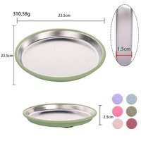 Assiettes à ventouse en acier inoxydable pour bébé, assiette divisée pour tout-petits pour l'alimentation dirigée par l'enfant, ensemble d'alimentation antidérapant pour bébé