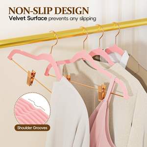 Perchas de Terciopelo de Alta Calidad con Clips Ajustables, Perchas Delgadas Antideslizantes de Fieltro para Pantalones - Product Image 3