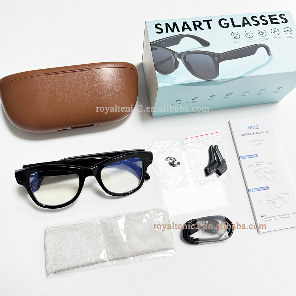 Lentes anti-luz azul con estuche de carga marrón