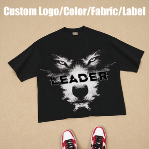 تي شيرتات رجالية فضفاضة قصيرة سادة مخصصة، ملابس بوكسي، أزياء الشارع، تي شيرتات بطباعة حيوانات عتيقة - Product Image 1