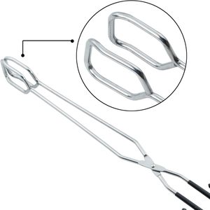 Stainless Steel BBQ Tongs with Heat Resistant Non-Stick Iron Silicone Handles for Cooking Serving <b>Camping</b> - Product Image 2