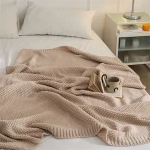 Jy cobertor de sofá personalizado, capa de acrílico de malha com logo para bordado para viagem, decorativa, para sofá ml