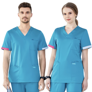 Uniformes exfoliantes de enfermería para mujer de primera calidad, <span class=keywords><strong>tela</strong></span> de LICRA suave OEM personalizable con función lavable impermeable, conjunto exfoliante de nuevo estilo - Product Image 1
