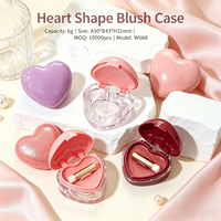 ISMAN Luxury 6g Pink Double Layer Heart Shape Blush Case Lip Mask Container With Brush Flip Top Plastic Wholesale Private Label