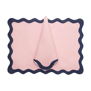 Vente en gros de sets de salle à manger brodés en lin festonné sets de table élégants en coton sets de table en dentelle en tissu faits à la main napperon enveloppant le lin - Product Image 6