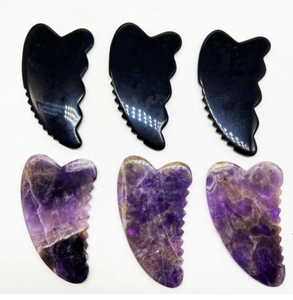 Nhà Máy Bán buôn giá tốt nhất kích thước lớn đá quý tự nhiên đá màu tím pha lê massage công cụ gua SHA thạch anh tím cho cơ thể - Product Image 3