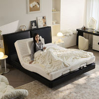 Smart Electric Adjustable Bed Leather Upholstery Pine Wood Frame | Massage LED Lights Wireless Charging Zero Gravity Sleep