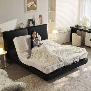 <span class=keywords><strong>Lit</strong></span> électrique intelligent BKS, revêtement en cuir, structure en bois <span class=keywords><strong>de</strong></span> pin |   Lampes LED <span class=keywords><strong>de</strong></span> massage, charge sans fil, sommeil en position zéro gravité - Product Image 4