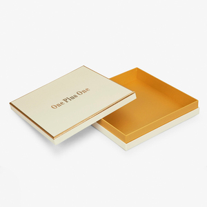 Benutzer definiertes Logo Starre weiße Schal Geschenk <span class=keywords><strong>box</strong></span> Gold Kanten <span class=keywords><strong>2</strong></span> Stück Abnehmbare Deckel Basis Karton Verpackung Matt Laminierung Prägung - Product Image 1