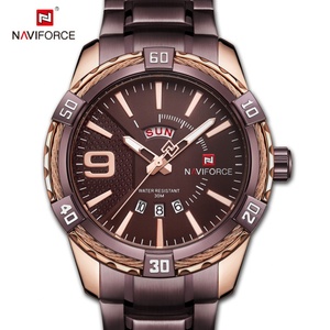 นาฬิกา Naviforce รุ่น 9117 สำหรับผู้ชาย ปี 2022 สายสแตนเลส สตีล ควอตซ์ ดีไซน์หรูหรา  รับสกรีนโลโก้ สีทอง-น้ำเงิน นาฬิกาข้อมือผู้ชาย - Product Image 5