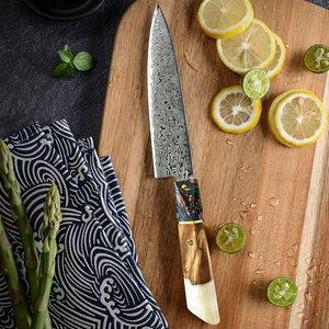 Couteau de cuisine japonais multifonctionnel Grandsharp avec manche en résine, couteau <span class=keywords><strong>Kiritsuke</strong></span> 67 couches en véritable acier Damas, couteau à éplucher et couteau utilitaire - Product Image 3