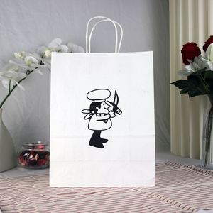 Custom Biodegradable Kraft Food Packaging Color Takeaway Restaurant Papel Flat <b>Wrapping</b> <b>Paper</b> Bags with Handle - Product Image 1