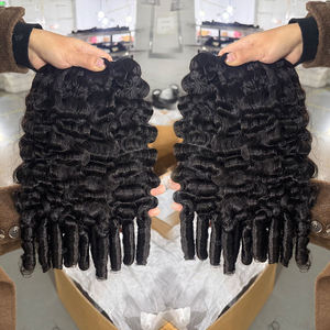 Extensioni di Capelli Umani Ricci Birmani <span class=keywords><strong>100</strong></span>% Non Trattati 14A, Capelli Vergini Grezzi 3C 4A con Ricci a Spirale, Doppia Trama, Colore Naturale - Product Image 1