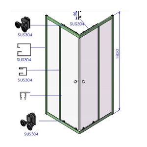 <span class=keywords><strong>Cabine</strong></span> <span class=keywords><strong>de</strong></span> <span class=keywords><strong>douche</strong></span> rectangulaire <span class=keywords><strong>de</strong></span> luxe moderne pour salle <span class=keywords><strong>de</strong></span> bain, cadre en SUS304, porte coulissante en verre trempé <span class=keywords><strong>de</strong></span> 8 mm pour utilisation hôtelière - Product Image 4