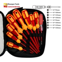 Jeu de tournevis magnétique 9-en-1 avec embouts Phillips et plats, multifonctionnel, isolé, avec stylo testeur, ensemble combiné 45 #   Modèle en acier