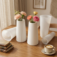 Molde de silicona estilo nórdico de venta directa de fábrica para bandeja redonda de almacenamiento, florero, portavelas de forma de vela y rosa, y soporte para velas de té, para resina y yeso