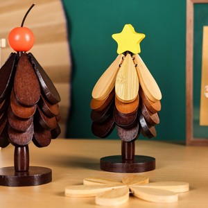 <b>Wooden</b> Christmas Tree Decor Tabletop Ornament Solid Color Eco-Friendly For Home Holiday Decoration - Product Image 4