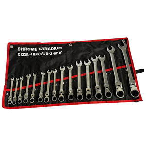 16pcs Carbon Steel Industrial Grade Scratch Head Ratchet <b>Wrench</b> Set Combination End <b>Wrench</b> Kit Box Packing OEM Customizable - Product Image 1