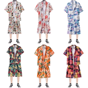 Ensemble de plage décontracté pour homme, vêtements d'été fins et amples, shorts à imprimé floral numérique, ensemble de plage hawaïen en polyester tricoté - Product Image 1