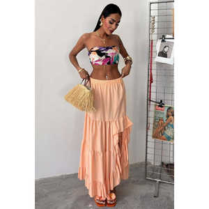 Jupe trapèze Audrey Ffrl à taille élastique avec fente, en tissu tissé respirant, idéale pour les fêtes et les tenues décontractées - Product Image 5