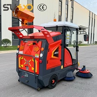 Balayeuse de voirie municipale électrique autoportée avec aspirateur, réservoir d'eau de 400 L et bac à poussière de 240 L