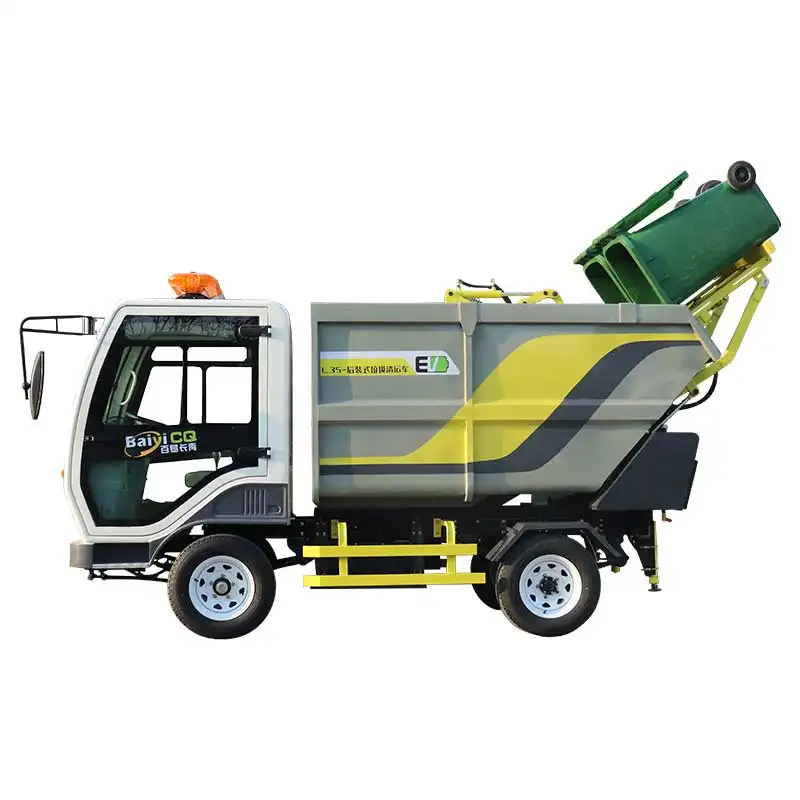 Baiyi-L35 순수 전기 쓰레기 빈 폐기물 트럭 작은 EV 쓰레기 트럭 두바이