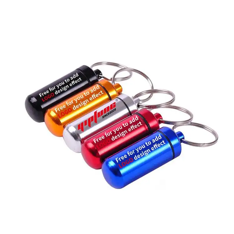 Cadeaux promotionnels Logo Imprimer Étanche En Aluminium Mini Pilule Médecine Boîte Cas Titulaire Conteneur Capsule Bouteille