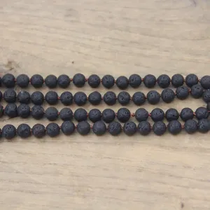 Collane di Yoga fatte a mano-naturale nero <span class=keywords><strong>ossidiana</strong></span> testa di lupo ciondoli nodato perline di Lava <span class=keywords><strong>gioielli</strong></span> di Mala per la meditazione <span class=keywords><strong>gioielli</strong></span> di preghiera - Product Image 6
