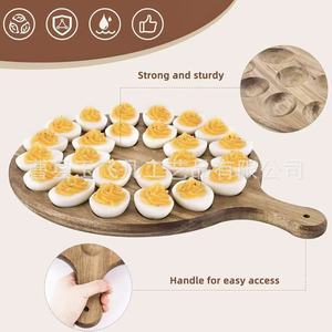 Bandeja para huevos de madera maciza de acacia, redonda, de 40 cm, para servir en la cocina - Product Image 5