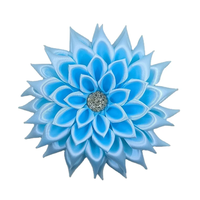 Korsase Gaun Pernikahan/Pertunangan 5 Inci Serba Putih, Kanzashi Bunga Satin, Bros Pin Kristal Berlapis Perak dengan Hiasan Rhinestone