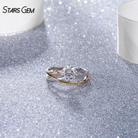 Starsgem 1,2ct 6,7mm Brillantschliff Labor-Gezüchteter Diamant E-Farbe 18K Weißgold Rhodium-Plattiert Klassischer Solitär-Verlobungsring