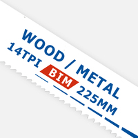 Hoja de sierra de sable profesional OEM, duradera, S1122BF, 14TPI, BIM, cobalto 8%, 225 mm, para corte de metal