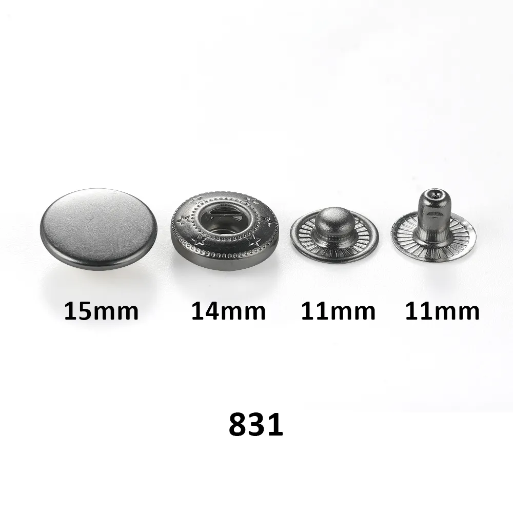 Fecho de metal de fábrica 15mm, fecho de pressão de 20 anos, mola de latão personalizado, 4 peças, acessórios de vestuário