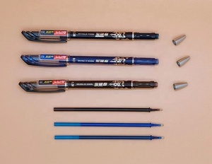 Bolígrafo Borrable Transparente para Oficina, Negocios y Estudiantes, Punta de 0.38mm, Tinta Azul Cristal, Negra Carbón, Rojo Moran - Product Image 2