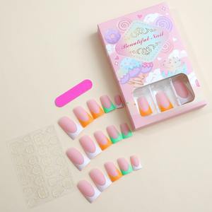 ชุดเล็บปลอมอะคริลิคทรงอัลมอนด์หลากสีแบบฝรั่งเศส 12 ชิ้น/ชุด ขายส่ง พร้อมกาวติดเล็บ รุ่น XH-89-37 - Product Image 5