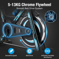 Vélo de spinning avec écran LCD, résistance progressive, moniteur de fréquence cardiaque, siège et guidon réglables, volant d'inertie de 13 kg