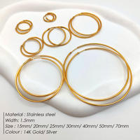 Gaovo Boucles d'oreilles créoles en acier inoxydable plaqué or 14 carats, plusieurs tailles, minimalistes, classiques, rondes, bijoux d'oreille pour femmes