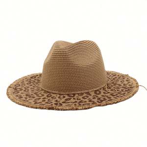 Chapeau de paille imprimé léopard, nouvelle collection printemps-été, protection solaire, pour hommes et femmes, idéal pour la plage et les voyages en extérieur - Product Image 3