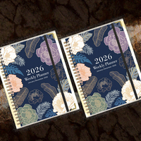 Agenda hebdomadaire A5 2026 pour femmes, carnet à spirale, papier épais, pochette, reliure à feuilles mobiles, impression numérique, cadeau