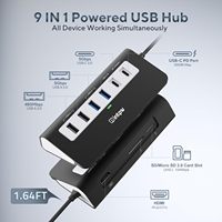 P9 9-in-1 USB-C Hub 4K für PD 100W 2 USB 3.0 5Gbps 2 USB 2.0 SD/TF Kartenleser Aluminium für PC/iPhone 16/15/MBP/iPad