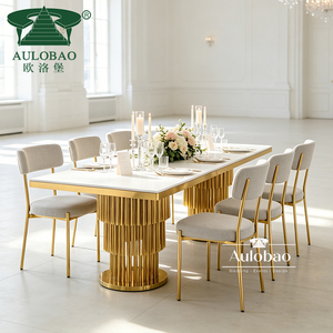 Juego de Mesa de Comedor de Diseño Moderno con Estructura de Acero Inoxidable y Tablero de MDF para Sala de Estar - Product Image 2