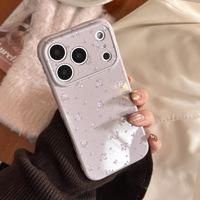 Coque de téléphone antichoc à pois floraux en TPU pour femmes, mignonne, protection anti-chute, rose et violet pour iPhone 17 16 15 14 13 12