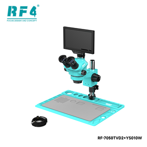 Tête de <span class=keywords><strong>microscope</strong></span> trinoculaire stéréo RF4 RF7050TV pour réparation de PCB BGA mobiles, grossissement 7-50x, portée de travail 100 mm, indice de protection IP53, certifié CE, mise au point manuelle - Product Image 5